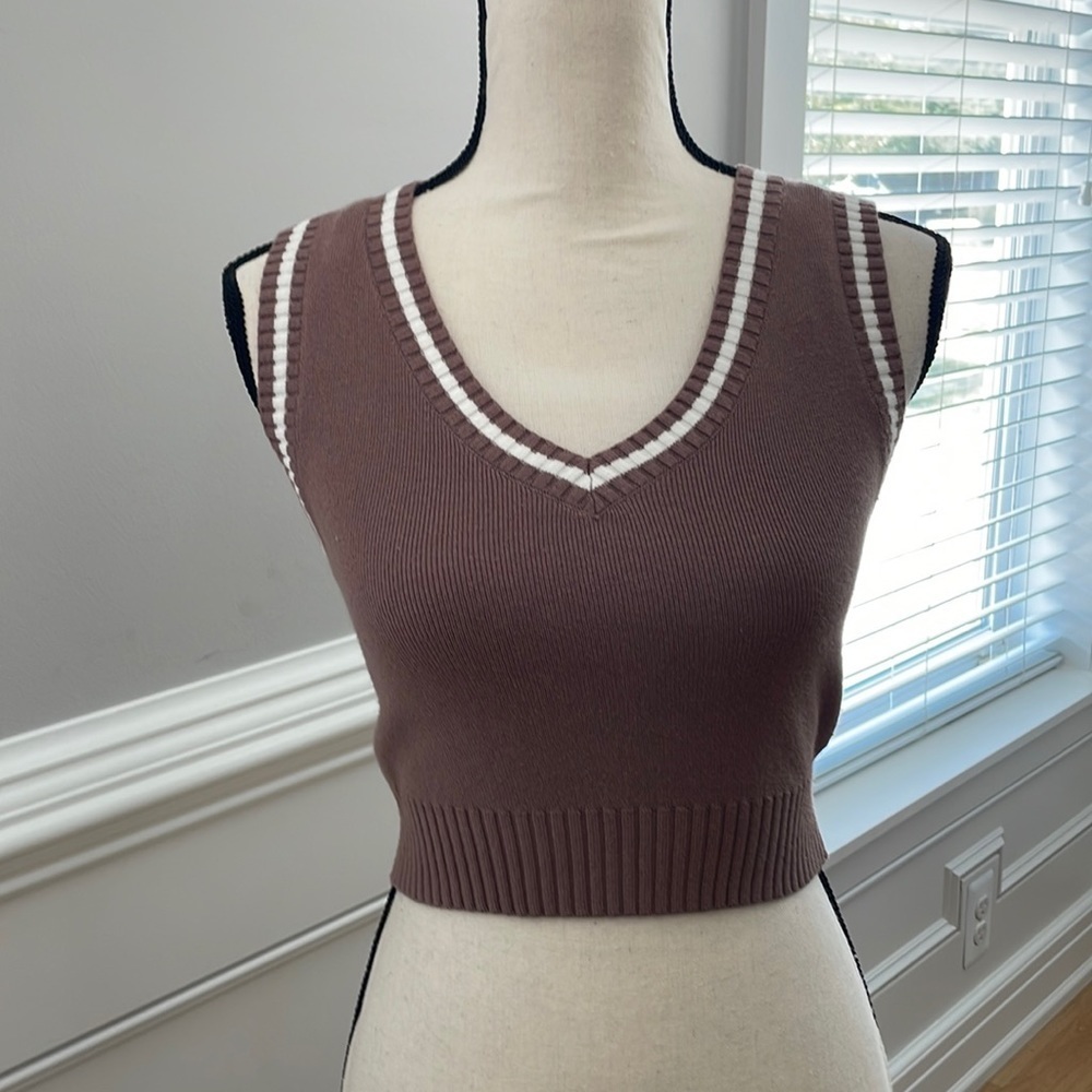 RSQ (from Tilly’s) Light Brown Cropped Sweater Vest